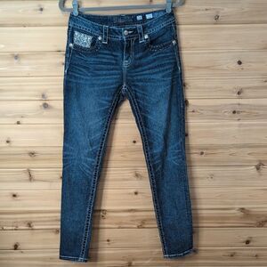 Miss Me Jeans Womens 28 Blue Skinny Embellished Embroidery Western